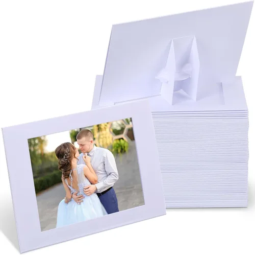 Maitys Paquete de 100 marcos de fotos de papel de pie de 4 x 6 pulgadas, marcos de fotos de papel, tarjetas, caballetes de fotos de cartón, a granel