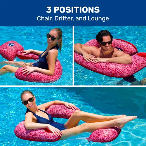 Miniatura 4 de Aqua Mosaic - Flotador de piscina 3 en 1 – Silla flotante inflable para adultos con palanca de ajuste de longitud – Uso como salón, silla
