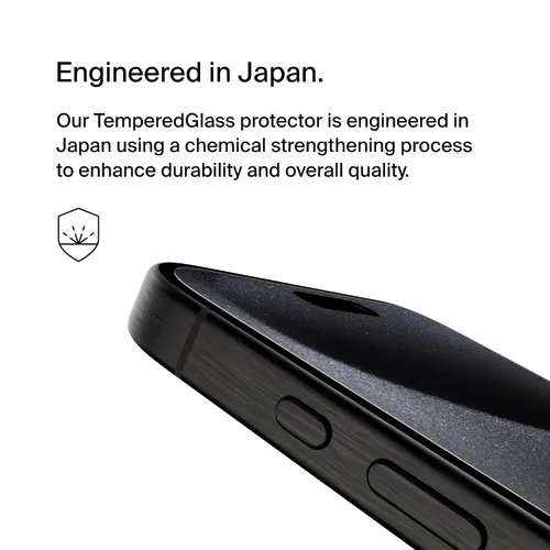 Miniatura 3 de Belkin ScreenForce - Protector de pantalla tratado con vidrio templado para iPhone 15 Pro Max, delgado y resistente a los arañazos, incluye bandeja