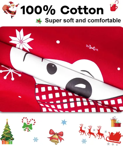 Miniatura 5 de DAUGHTER QUEEN Pijamas de Navidad para niños y niñas de 18 meses-12 años, ropa de dormir 100% algodón