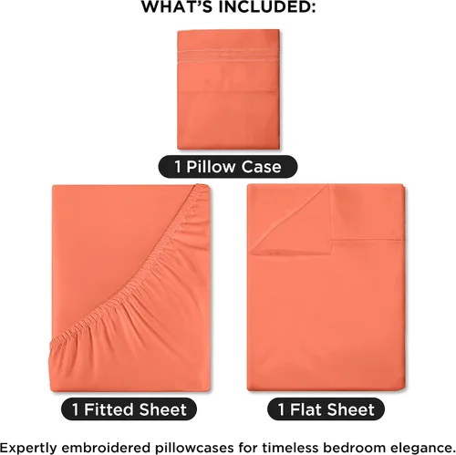 Miniatura 2 de ROYALE LINENS Juego de sábanas de 3 piezas para cama individual - Ropa de cama de microfibra cepillada suave de 1800 hilos - 1 sábana bajera