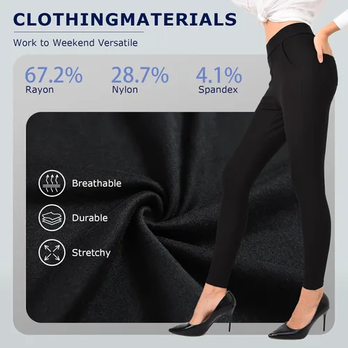 Miniatura 5 de Ginasy Pantalones de vestir para mujer, estilo casual, elásticos, para el trabajo, oficina, elegantes, pantalones ajustados con bolsillos