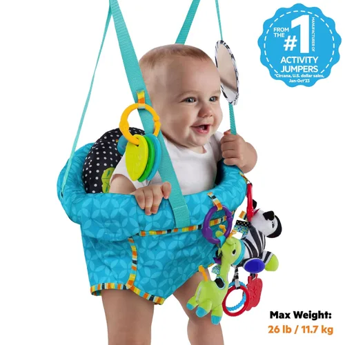 Miniatura 2 de Mecedora de puerta para bebé Bright Starts Bounce 'n Spring, de lujo, color azul