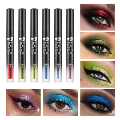 Miniatura 4 de Sombra de ojos metálica líquida roja, delineador de ojos brillante, brillo de alto pigmento, secado rápido, impermeable, de larga duración