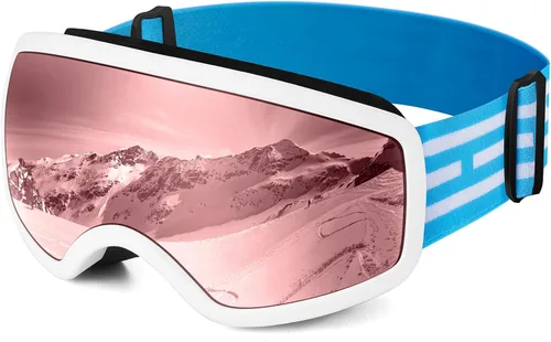 Miniatura 13 de EasYoung Gafas de esquí y snowboard para niños, jóvenes, niños y niñas de 3 a 15 años 07: Marco blanco con lente plateada