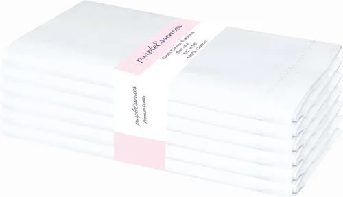 Miniatura 24 de PurpleEssences Juego de 6 servilletas de tela de vainica, 100% algodón, suaves, duraderas, lavables, ideales para bodas, Navidad, vacaciones