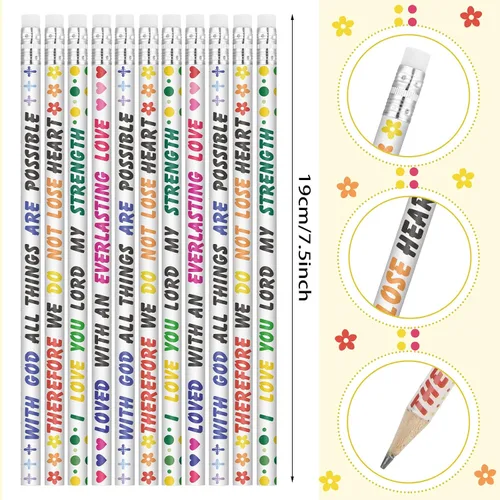 Miniatura 6 de Sinmoe 100 lápices de versículos bíblicos coloridos religiosos cristianos, inspiradores, regalos bíblicos inspiradores para niños, escuela, oficina