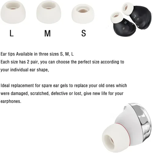 Miniatura 6 de Puntas de repuesto para auriculares compatibles con Samsung Galaxy Buds Pro – Puntas de silicona para los oídos, Eartips S M L 6 pares plateado