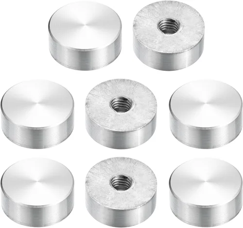 Miniatura 55 de uxcell M6 Rosca 0.787 in de diámetro de forma redonda de aluminio disco hardware 1pcs, aluminio círculo disco vidrio adaptador superior para mesa