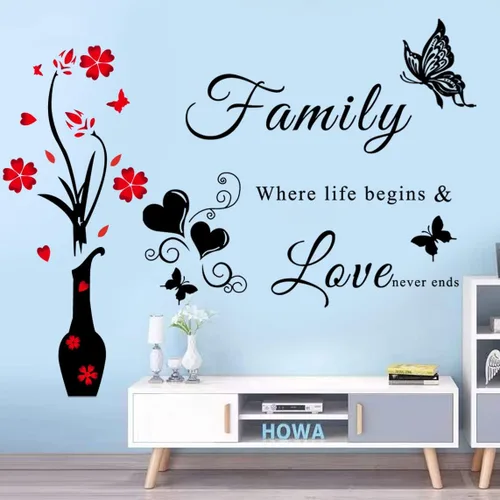 Miniatura 3 de Calcomanías de pared con citas de letras familiares, jarrones y murales extraíbles para sala de estar, dormitorio, fondo de sofá y pared de TV