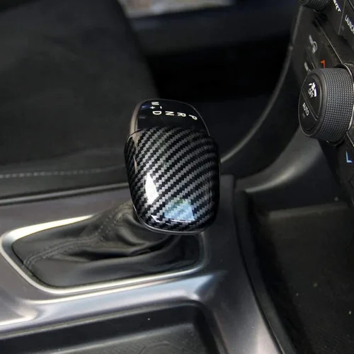 Crosselec - Adhesivo decorativo de fibra de carbono para el pomo de la palanca de cambios para Dodge Charger 2015+ (Negro)