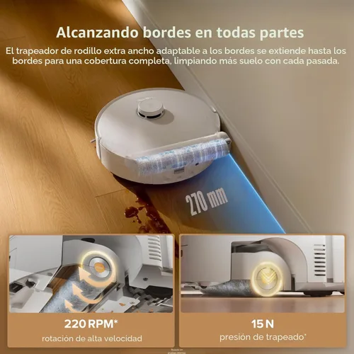 Miniatura 3 de roborock Qrevo - Robot aspirador y trapeador Curv 2, trapeador con rodillo autolimpiante en tiempo real SpiraFlow, 20,000 Pa, sistema dual sin
