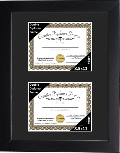 Miniatura 24 de Creative Picture Frames Marco de diploma doble clásico negro de 6 x 8 pulgadas con vidrio negro y colgador de pared instalado