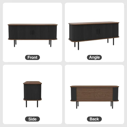 Miniatura 7 de Soporte de TV moderno acanalado de 47" para televisores de hasta 60 pulgadas, centro de entretenimiento para juegos con puertas correderas