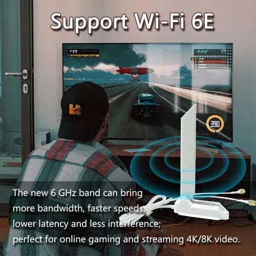 Miniatura 5 de ZAHARA Antena WiFi 6E de tres bandas RP-SMA de 2.4/5.8/6GHz para ASUS ROG Strix B550-F Gaming WiFi II/Prime B550-PLUS/ROG Strix B550-A B450-F B650-A