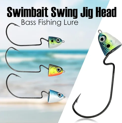 Miniatura 2 de Reaction Tackle Swimbait Swing Jig Head - Bass Fishing Lure, Ideal Bait for Saltwater Fishing and Freshwater, Weighted Weedless Hooks