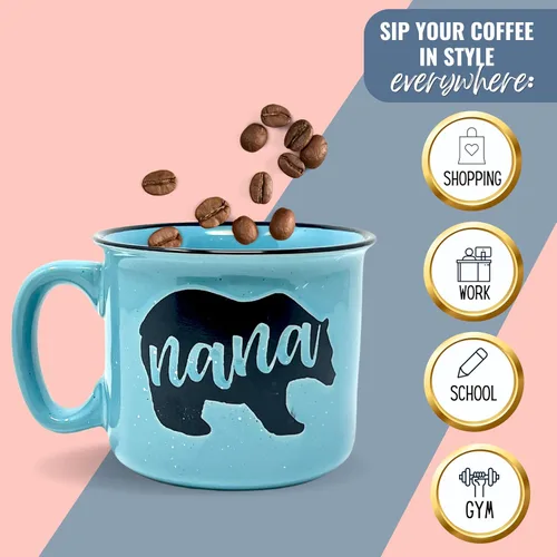 Miniatura 6 de Brooke & Jess Designs Nana Bear - Bonita taza de café, regalos para abuela, día de la madre, Navidad, cumpleaños (verde azulado)