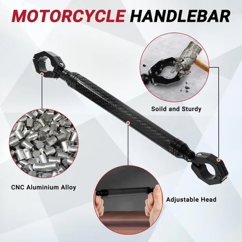 Miniatura 2 de Manillar de motocicleta de aleación de aluminio, barra cruzada de 22 mm ajustable, manillares de fuerza y balance, color negro