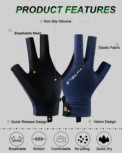 Miniatura 2 de WRELS Guantes de billar para mano izquierda o derecha, 1 guante deportivo de billar para mujeres y hombres