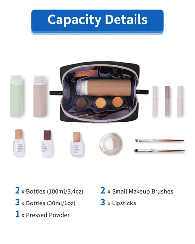 Miniatura 3 de Neceser de maquillaje para viaje, mini bolso de cosméticos para mujeres y niñas, Negro), NW5018