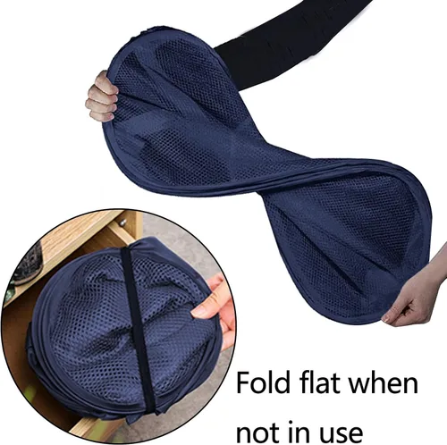Miniatura 4 de Cestas plegables de malla para la ropa sucia, cesta portátil para ropa sucia, cestas de almacenamiento plegables (azul, paquete de 2)