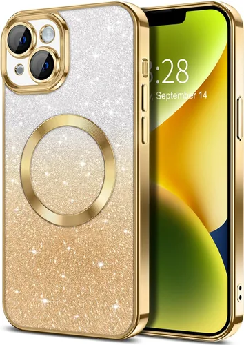 Miniatura 71 de Hython Funda para iPhone 13 Pro transparente con purpurina magnética [compatible con MagSafe] Protector completo de lente de cámara delgado