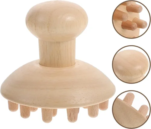 Miniatura 8 de EXCEART Peine de masaje de madera de 4.13 pulgadas portátil para cuero cabelludo y cuerpo masajeador con diseño único de acupuntura herramienta