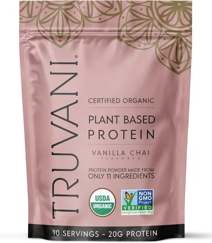 Miniatura 18 de Truvani - Proteína en polvo de guisantes vegana Banana Canela 20 g de proteína vegetal orgánica 10 porciones Keto Sin gluten ni lácteos