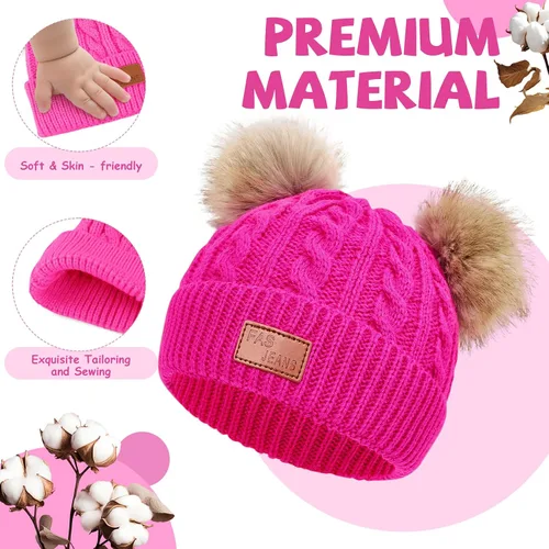 Miniatura 38 de Century Star Toddler Beanie Baby Girls Winter Hat - 6-36 Months Warm Knit Pom Pom Hats for Gils Boys
