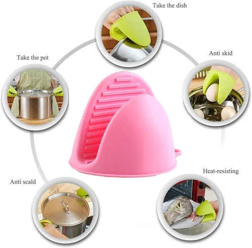 Miniatura 2 de 2 pares de guantes de horno mini de silicona resistentes al calor, ideales para sujetar fuentes de horno y otros utensilios de cocina calientes
