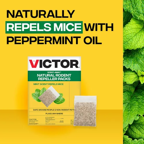 Miniatura 2 de Victor M805 Scent-Away Repelente Natural de Roedores – Repelente de ratones y ratas con aceite de menta – 5 sobres repelentes de roedores de alta