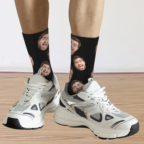 Miniatura 6 de heigudan Calcetines de cara personalizados, calcetines divertidos con caras para hombres, mujeres, amantes de los perros y gatos, regalos