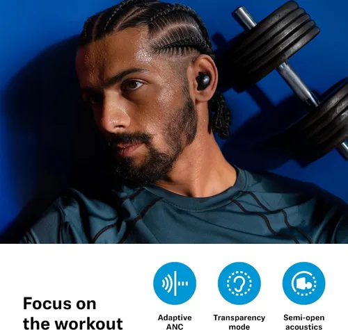 Miniatura 3 de Sennheiser Momentum Sport - Auriculares con ajuste de sonido deportivo y ANC adaptativo, ajuste seguro, duración de la batería de 24 horas, Negro