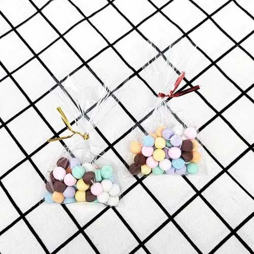 Miniatura 4 de 100 bolsas de celofán transparente, bolsas de plástico de 4 x 6 pulgadas con amarres de 4 pulgadas y 5 colores diferentes. Bolsas para regalos