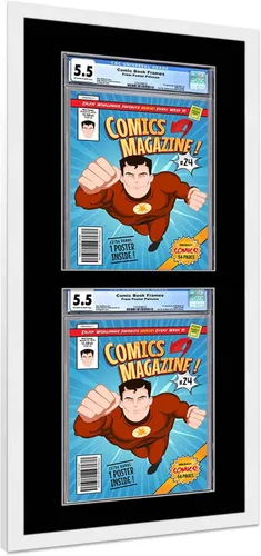 Miniatura 44 de Marco de cómic con paspartú para 8 CGC, CBCS o PGX Graded Comics - Marco de cómic blanco para cómics de 8.125 x 13 pulgadas Marco blanco
