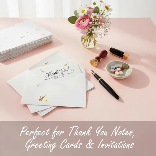Miniatura 3 de Wanderings Papel hecho a mano con pétalos de flores reales – 4 x 6 pulgadas – Grosor 150 GSM – Paquete de 50 – Tarjetas de lugar, tarjetas de nombre