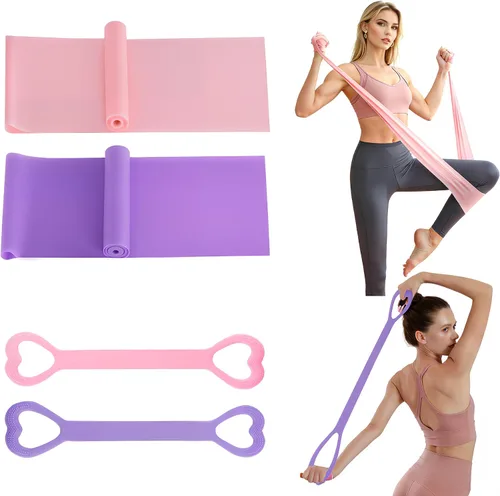 Bandas de resistencia, banda de resistencia figura 8, paquete de 4 bandas de ejercicio sin látex para gimnasio en casa, entrenamiento de fuerza y