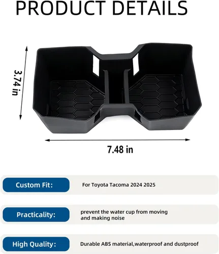 Miniatura 3 de Soporte para tazas compatible con Toyota Tacoma 2024-2025 2026, almacenamiento de portavasos para accesorios Tacoma, material de silicona, soporte