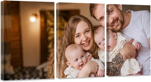 Miniatura 35 de ZXHYWYM Impresiones personalizadas con tus fotos, imágenes personalizadas de 3 piezas para retratos familiares, mascotas, imágenes personalizadas 3