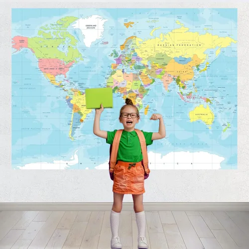 Miniatura 2 de Telón de fondo de mapa del mundo de 5 x 3 pies, aventura comienza viajes, niños, baby shower, fiesta, decoración de mapa, fondos de mapa, aventura