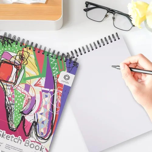 Miniatura 6 de CONDA Cuaderno de bocetos de 9 x 12 pulgadas, bloc de bocetos con espiral superior, 100 hojas (60 lb/90 GSM), papel de bocetos duradero libre