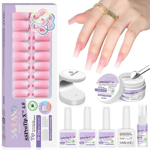 Miniatura 8 de SAVILAND Juego de iniciación de kit de uñas de gel: gel de pegamento de uñas de 14 días y 500 puntas de uñas de alta transparencia para presionar