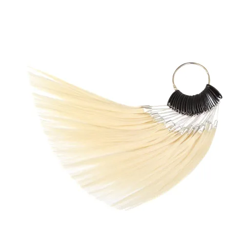Miniatura 5 de Juego de 30 mechones por juego de muestras de cabello 100% humano, anillos de color para extensiones de cabello humano y muestra de teñido de Rubio