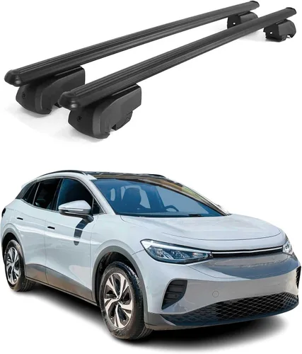 OMAC Barras transversales para portaequipajes Volkswagen ID.4 2021-2024 con cerradura de 165 libras de aluminio negro, 2 unidades para