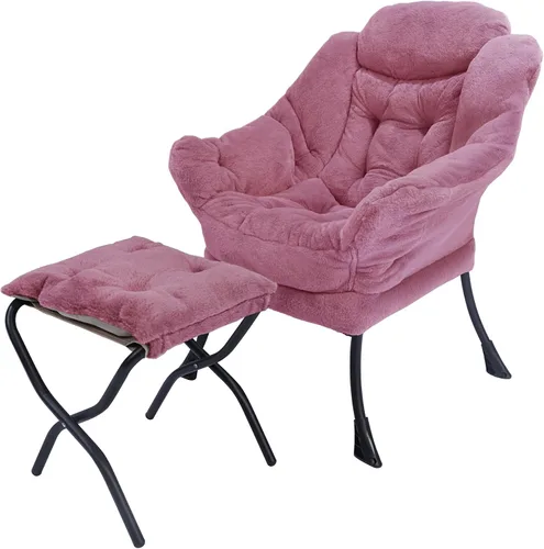 Miniatura 8 de Silla reclinable con otomana plegable, sillas de sala de estar, silla de salón contemporánea de acento, silla de sofá de ocio con marco de acero