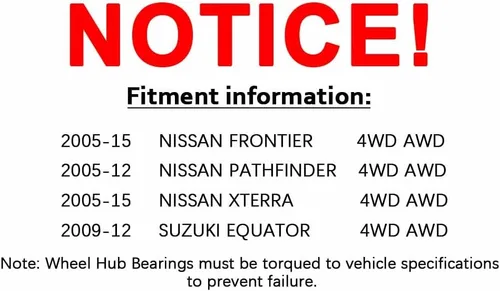 Miniatura 6 de 515065 [4WD/AWD solamente, 6 lengüetas, paquete de 2] Conjunto de cojinete de cubo de rueda delantera con ABS para Frontier/Xterra 2005-2015, 2