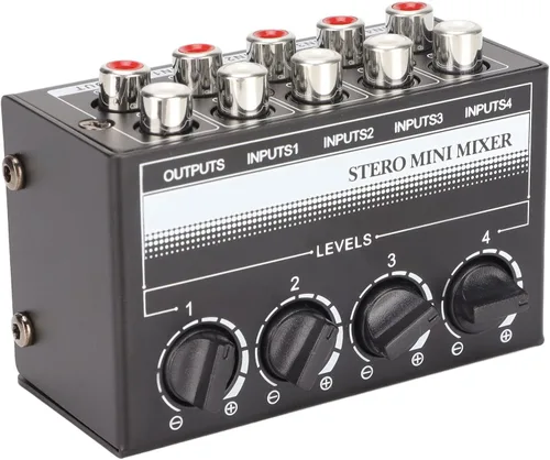 Miniatura 8 de Zyyini Mini mezclador estéreo, mezclador de audio portátil de 4 canales, mini mezclador estéreo profesional pasivo para mezclar instrumentos