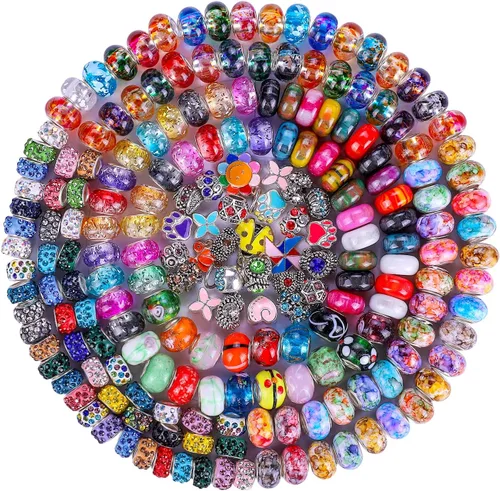 Miniatura 13 de Espaciador de agujeros grandes europeos con cuentas de hadas con diamantes de imitación para manualidades, pulseras y bisutería