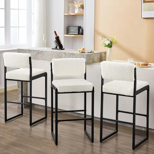 Miniatura 19 de SAECKBERG Taburetes de bar modernos de altura de mostrador, sillas de barra de 26 pulgadas de altura con respaldo, taburetes tapizados, taburetes
