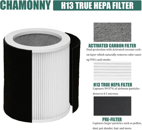 Miniatura 3 de Filtro de repuesto H-HF400-VP, compatible con Hunter H-HF400-VP, H-PF400 y Hunter HP400 purificador de aire cilíndrico de torre, 1 filtro HEPA